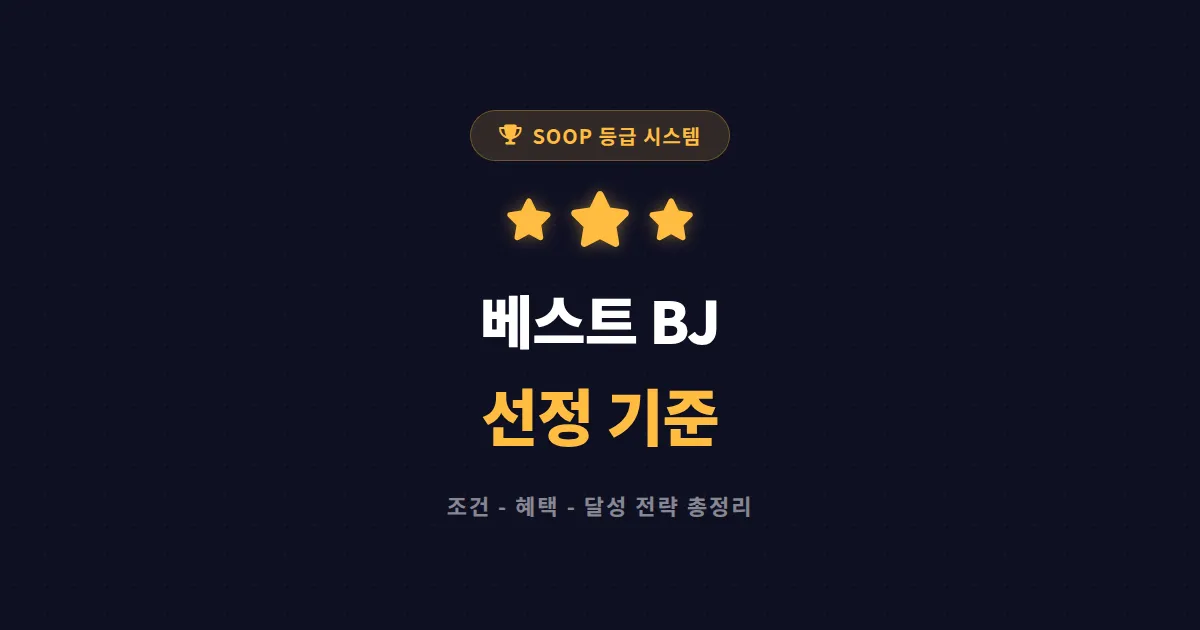 SOOP 베스트 BJ 선정 기준 완벽 정리 - 등급 조건과 달성 전략 2026