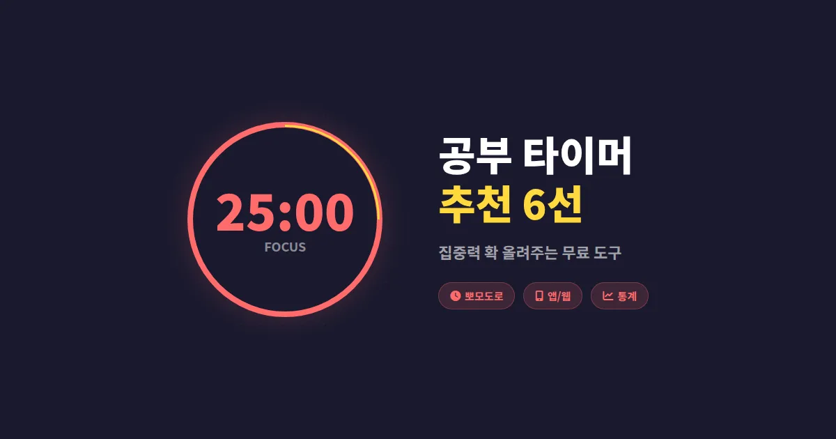 공부 타이머 추천 - 집중력 확 올려주는 무료 앱과 웹 도구 6선