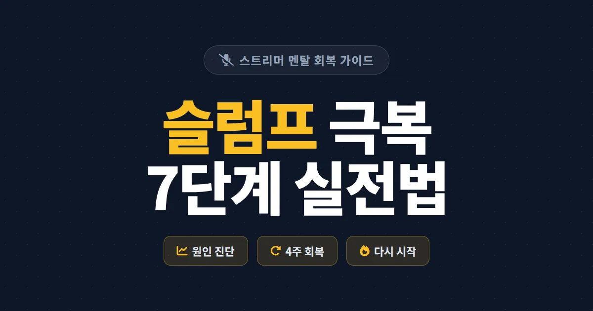 방송 슬럼프 극복 방법 7단계 - 의욕 잃은 스트리머가 다시 일어서는 현실적인 가이드