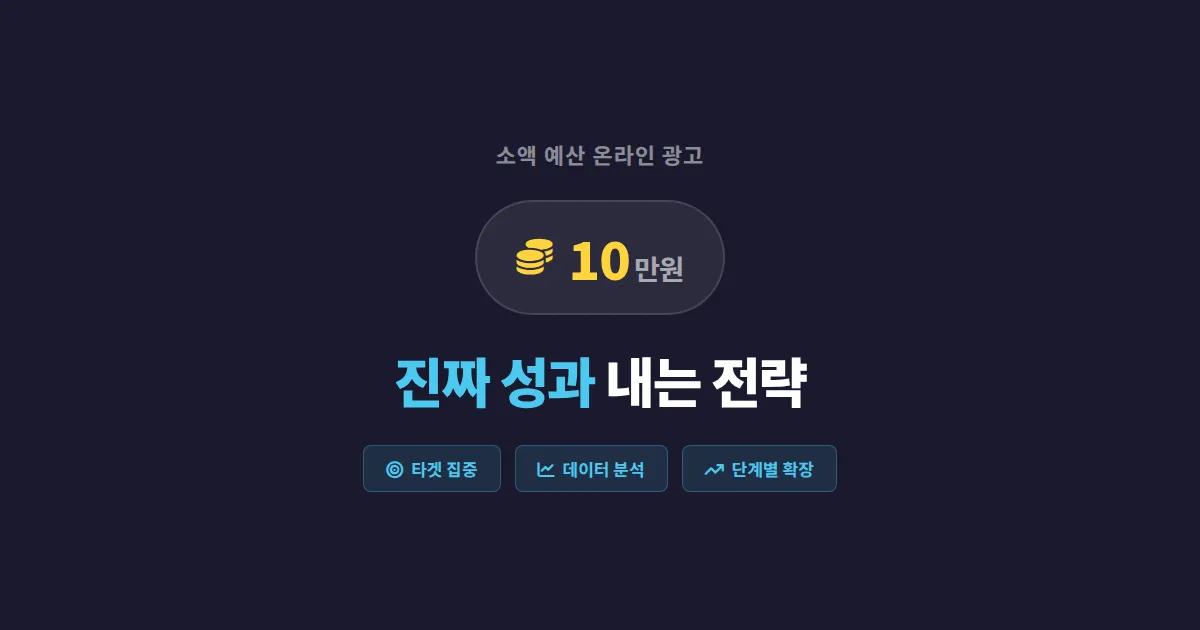 월 10만원 온라인 광고 전략 - 소액 예산으로 실제 성과 내는 방법